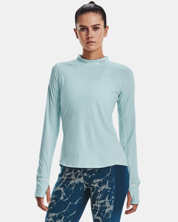 Women's UA OutRun The Cold Long Sleeve, Blue, pdpMainDesktop image number 0